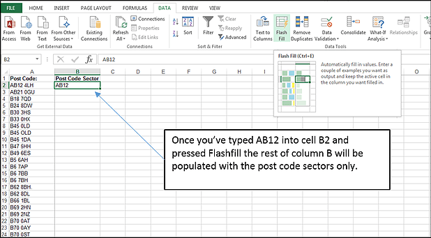Flashfill Excel Spreadsheet Diagram