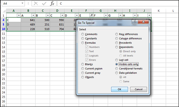 Go to Special Excel Spreadsheet Diagram
